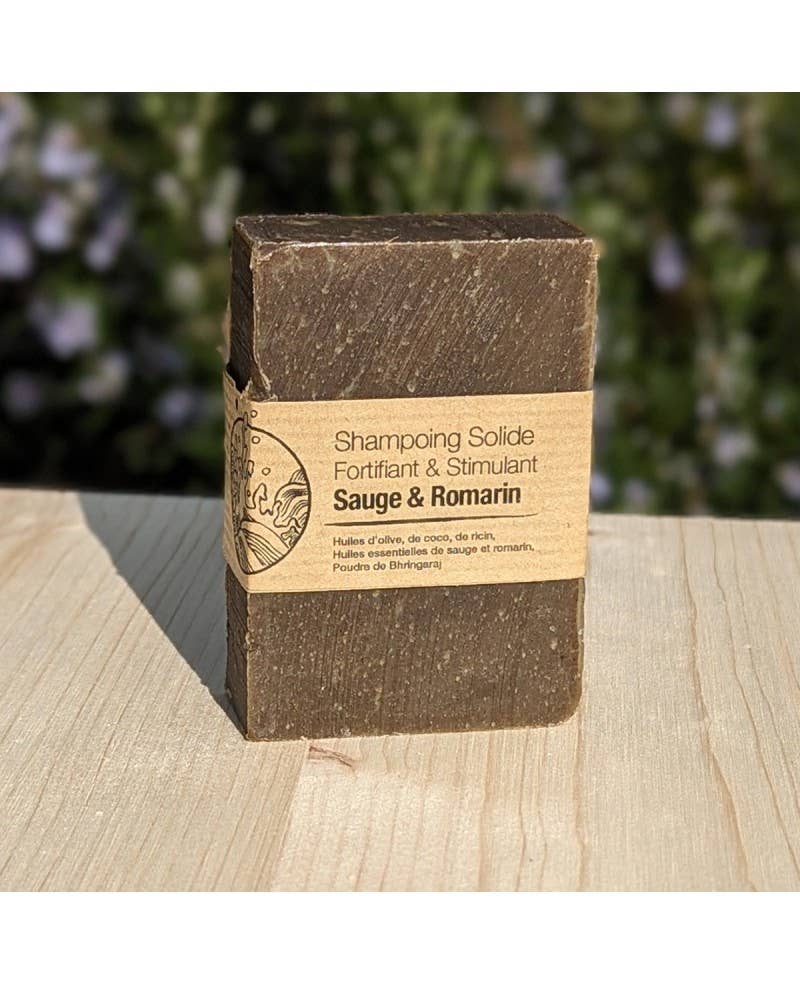 Image de Shampooing solide fortifiant à la sauge et au romarin | Le sens des choses — boutique artisanale de savons et bougies parfumées naturels fabriqués en France