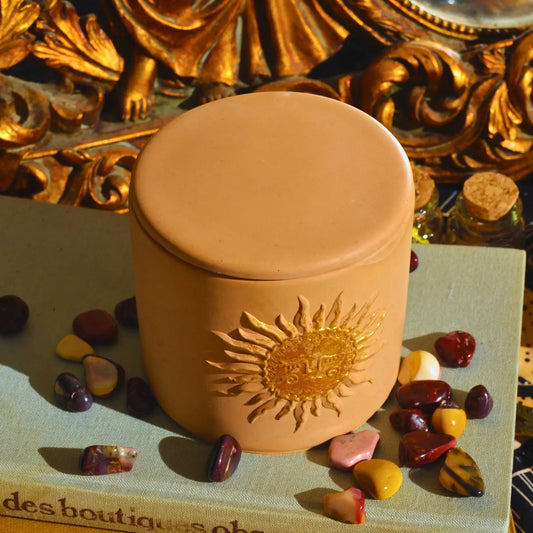 Bougie d'intention Protection · Jaspe mookaite · Sabbat Mabon