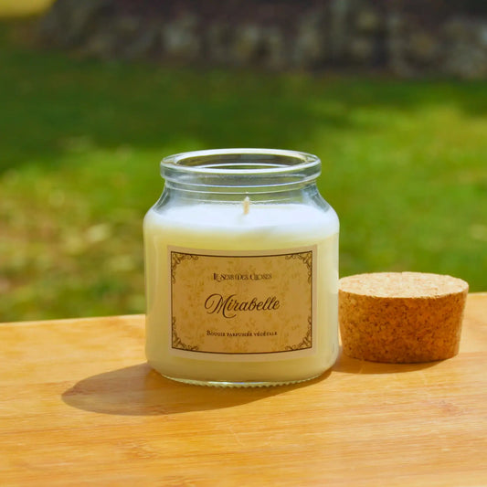 Bougie artisanale parfumée Mirabelle | Bougie parfumée naturelle à la cire végétale et parfum de Grasse
