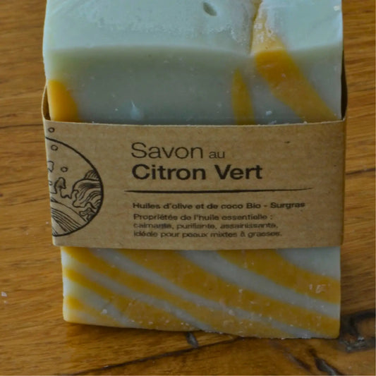 Image de Savon artisanal surgras au citron vert | Le sens des choses – boutique artisanale de bougies parfumées végétales et savons naturels fabriqués en Charente-Maritime