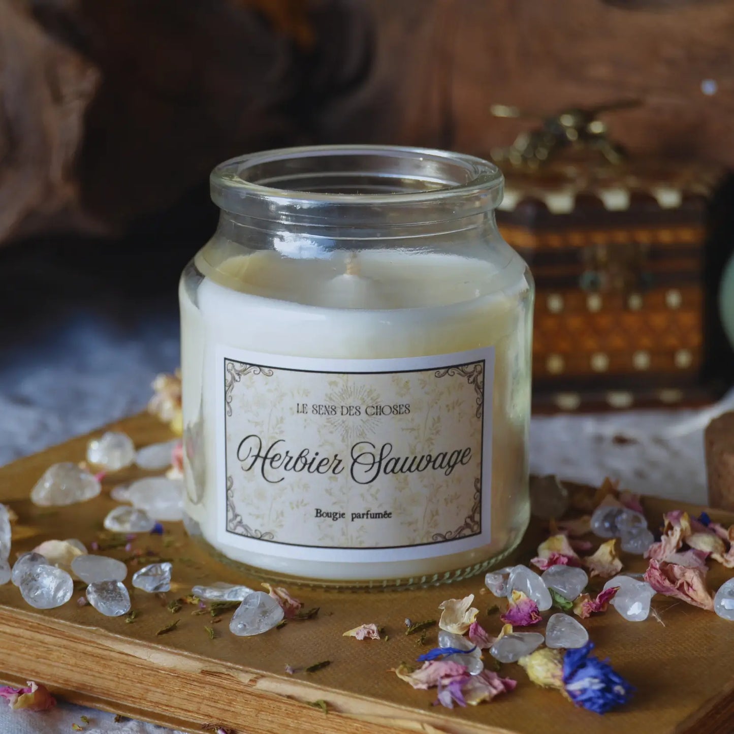 Bougie parfumée artisanale Herbier Sauvage – Création artisanale | Le sens des choses – Boutique de bougies parfumées végétales, décorations et savons