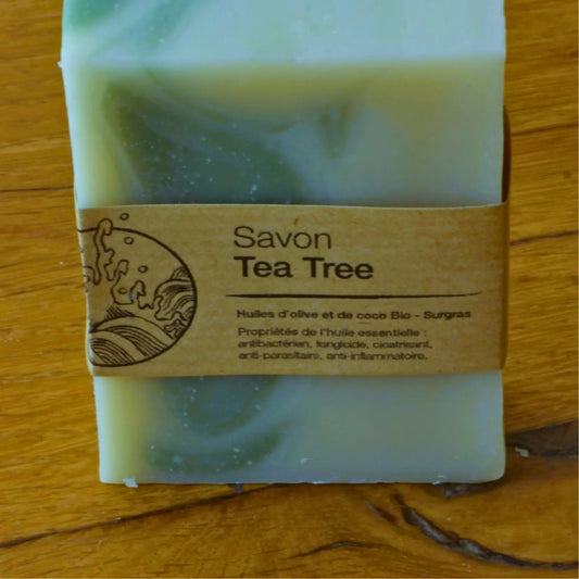 Savon artisanal surgras au tea tree (arbre à thé) – Création artisanale | Le sens des choses – Boutique de bougies parfumées végétales, décorations et savons