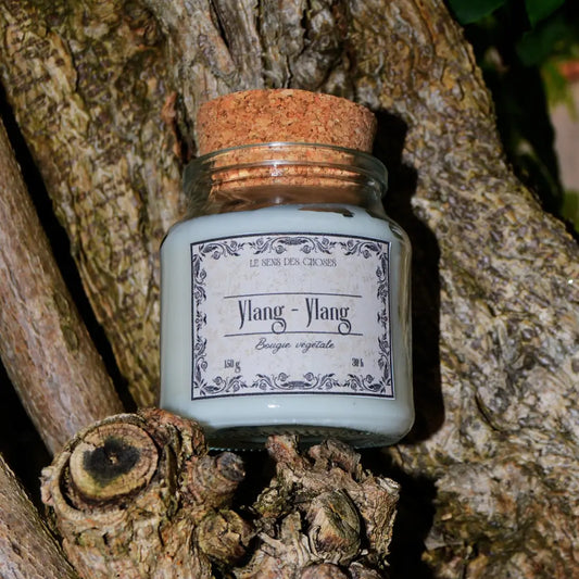 Image de bougie parfumée au ylang-ylang (nouveau !) | Le sens des choses, boutique en ligne de produits artisanaux, naturels et écoresponsables, fabriqués en France ou en Europe : savons artisanaux, bougies parfumées, accessoires zéro déchet.