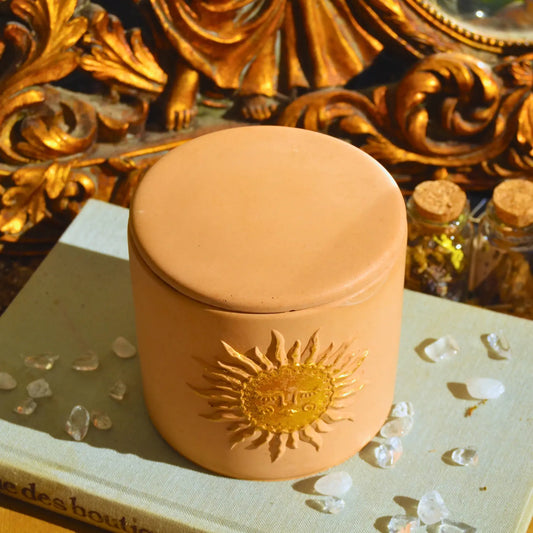 Bougie d'intention Sérénité · Améthyste et Cristal de roche · Sabbat Imbolc