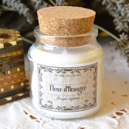 Image de Bougie parfumée artisanale à la fleur d’oranger | Le sens des choses – boutique artisanale éthique de bougies parfumées et savons naturels fabriqués en France