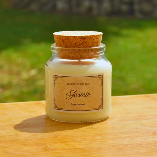Bougie artisanale parfumée Jasmin | Bougie parfumée naturelle à la cire végétale et parfum de Grasse