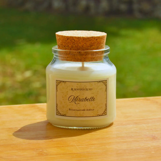Bougie artisanale parfumée Mirabelle | Bougie parfumée naturelle à la cire végétale et parfum de Grasse