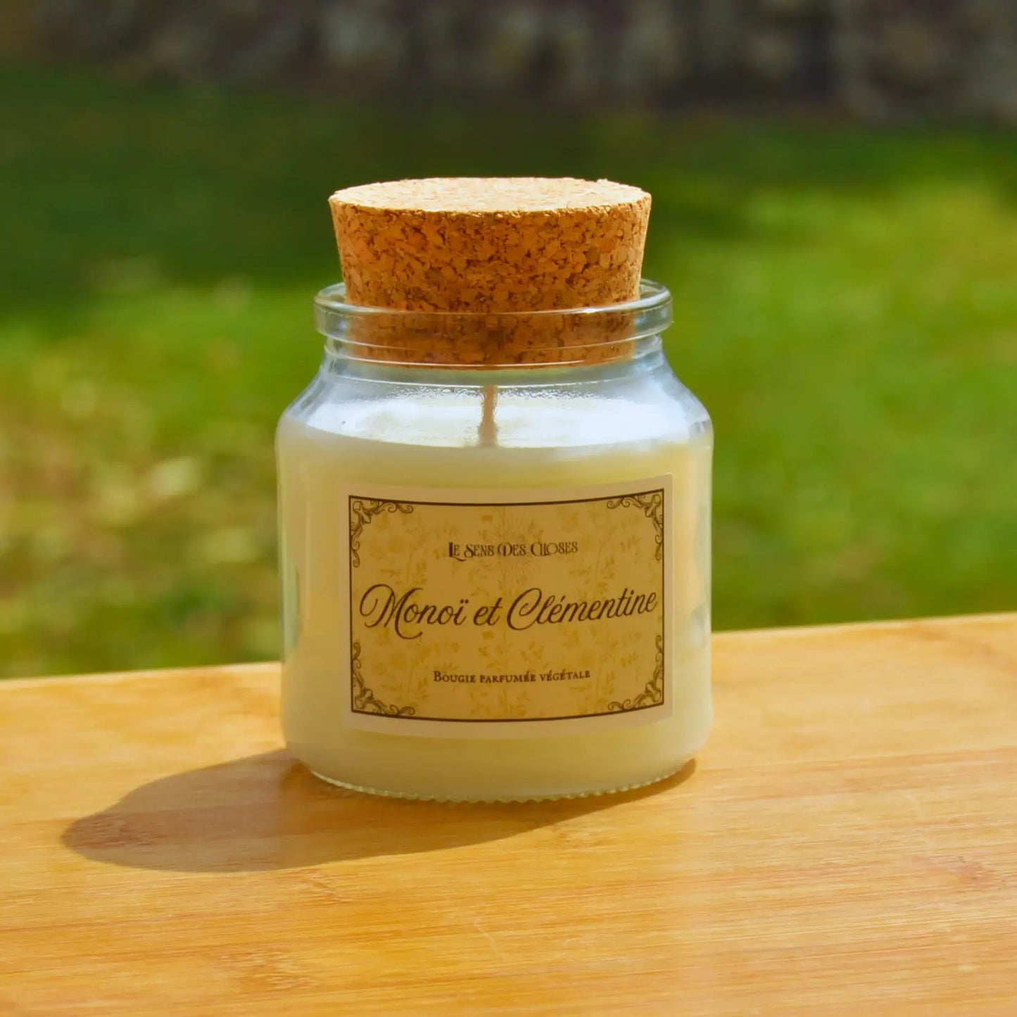 Bougie artisanale parfumée Monoï et Clémentine | Bougie parfumée naturelle à la cire végétale et parfum de Grasse