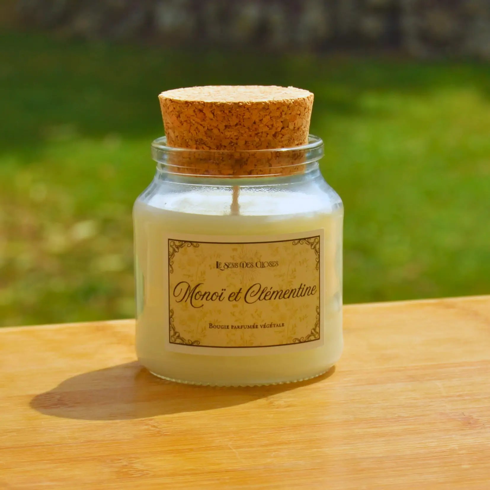 Bougie artisanale parfumée Monoï et Clémentine | Bougie parfumée naturelle à la cire végétale et parfum de Grasse