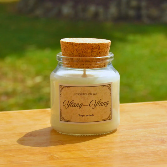 Bougie artisanale parfumée Ylang-Ylang | Bougie parfumée naturelle à la cire végétale et parfum de Grasse