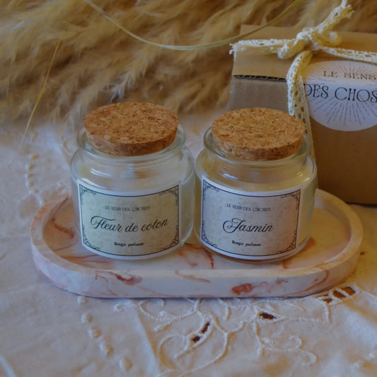 Coffret duo de bougies artisanales — senteurs au choix – Création artisanale | Le sens des choses – Boutique de bougies parfumées végétales et objets décoratifs écoresponsables