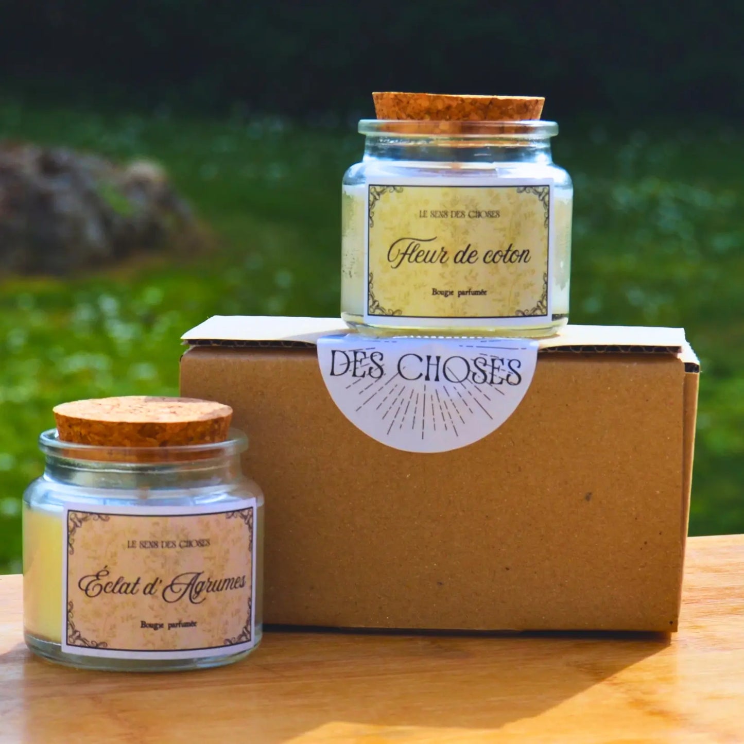 Coffret deux petites bougies végétales au choix – Création artisanale | Le sens des choses – Boutique de bougies parfumées végétales, décorations et savons