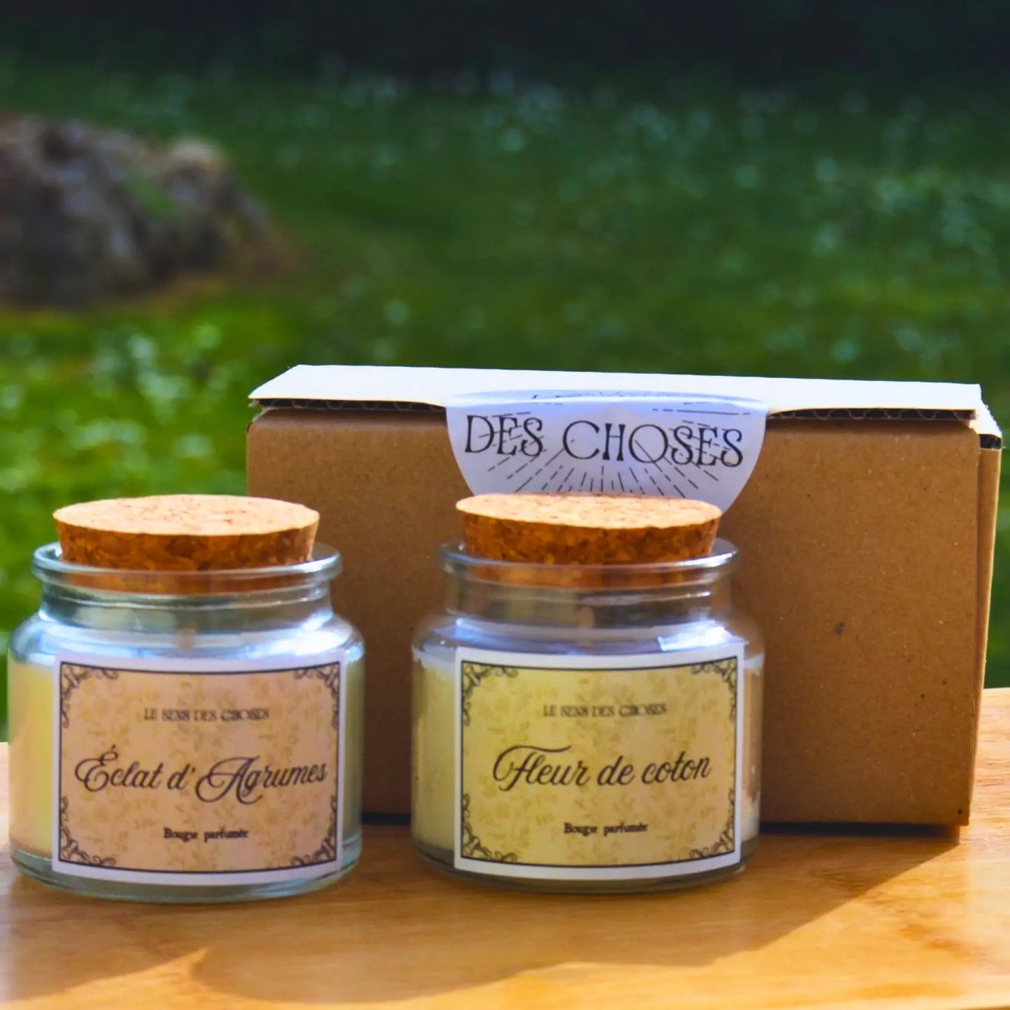 Coffret deux petites bougies végétales au choix – Création artisanale | Le sens des choses – Boutique de bougies parfumées végétales, décorations et savons