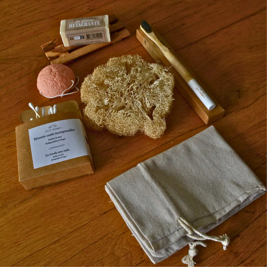 Image de Kit salle de bain écoresponsable — routine beauté zéro déchet | Le sens des choses – boutique artisanale éthique de bougies parfumées et savons naturels fabriqués en France
