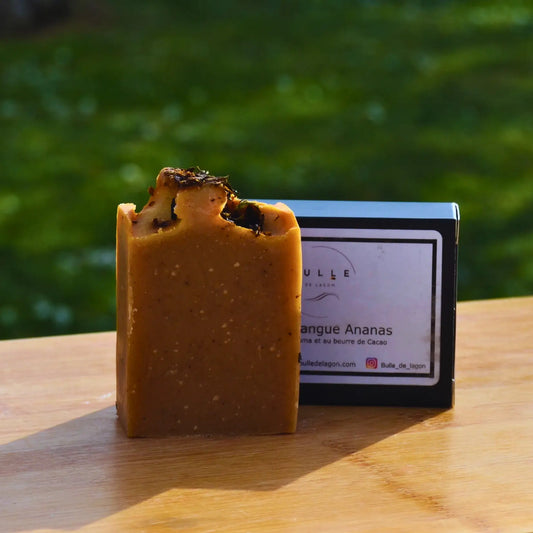 Savon surgras à la mangue et ananas | Savon solide naturel artisanal fabriqué par saponification à froid