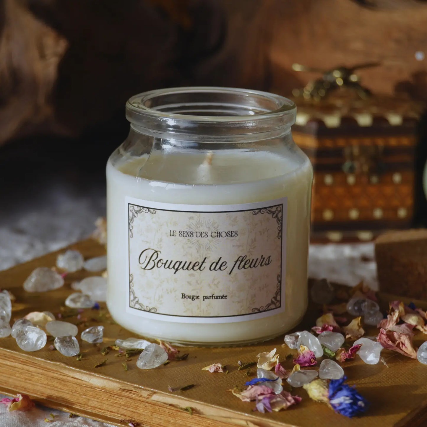 Bougie artisanale parfumée Bouquet de Fleurs | Bougie parfumée naturelle à la cire végétale et parfum de Grasse