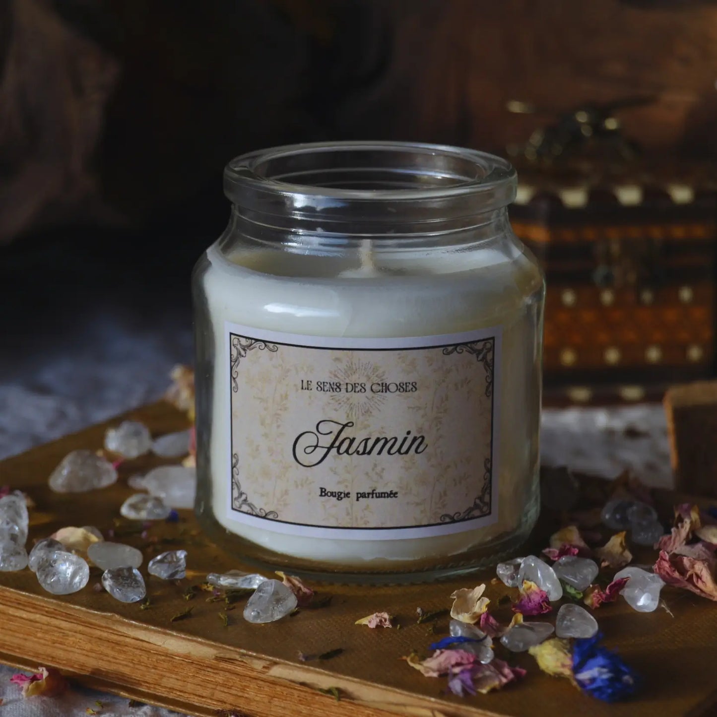 Bougie artisanale parfumée Jasmin | Bougie parfumée naturelle à la cire végétale et parfum de Grasse