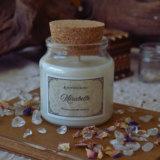 Bougie artisanale parfumée Mirabelle | Bougie parfumée naturelle à la cire végétale et parfum de Grasse