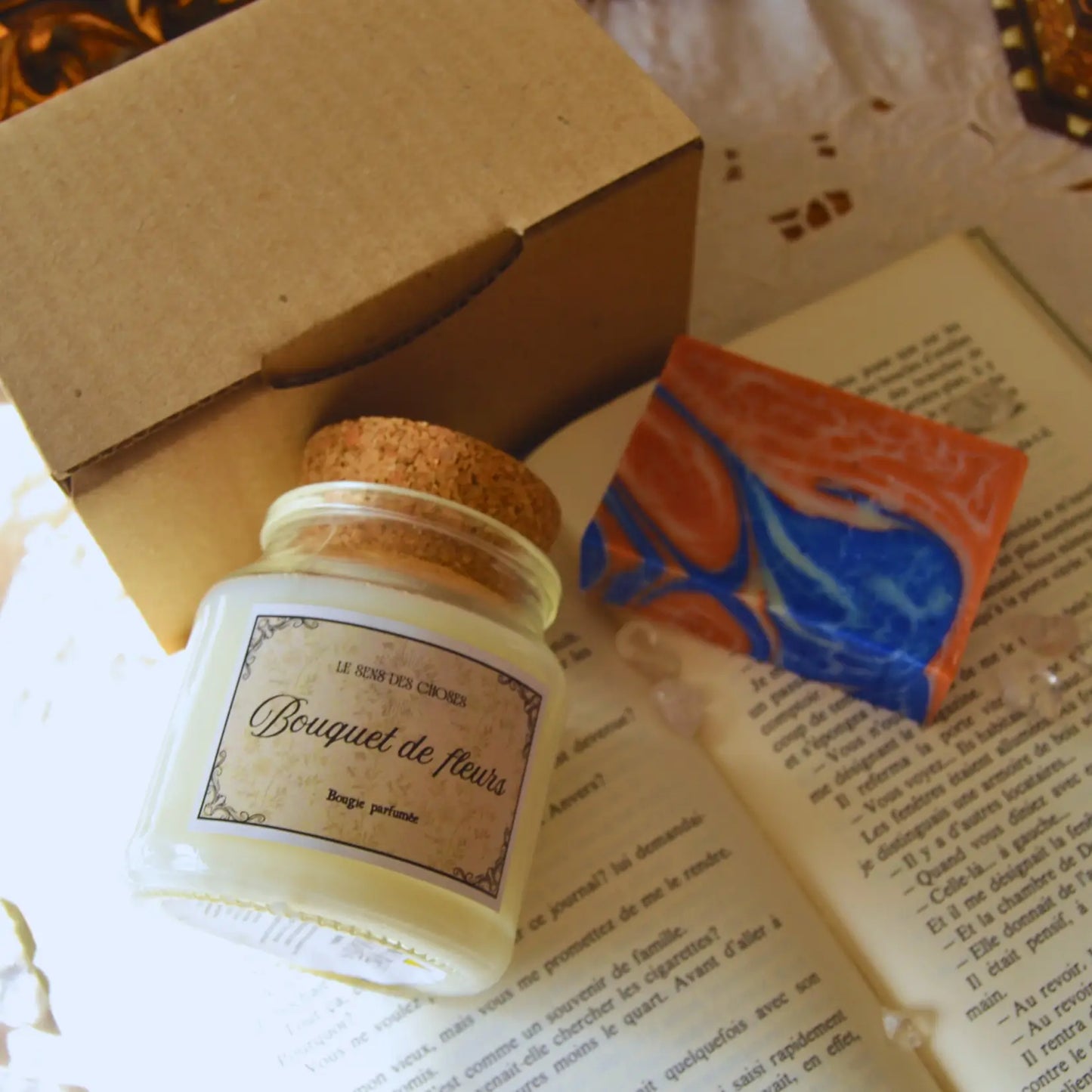 Coffret « Un moment pour soi » — bougie parfumée et savon artisanal – Création artisanale | Le sens des choses – Boutique de bougies parfumées végétales, décorations et savons