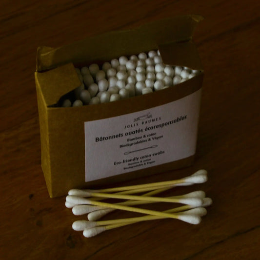 Bâtonnets ouatés écologiques en bambou et coton bio – Création artisanale | Le sens des choses – Boutique de bougies parfumées végétales, décorations et savons