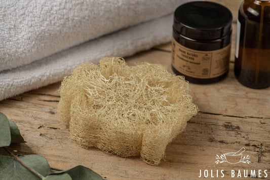 loofah luffa sur table en bois