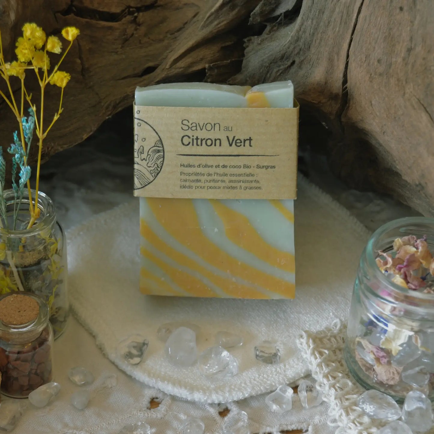 Savon surgras au citron vert | Savon solide naturel artisanal fabriqué par saponification à froid