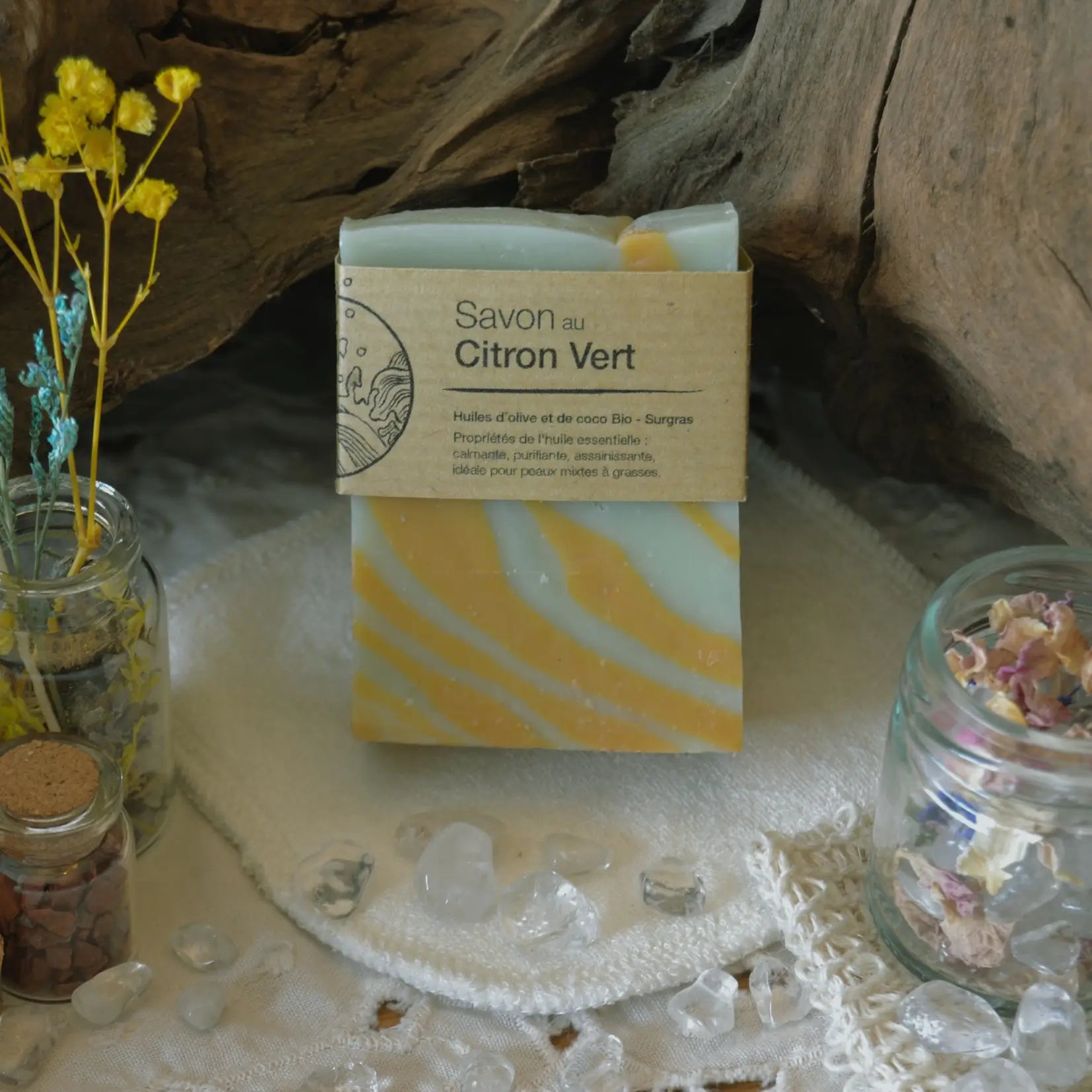 Savon surgras au citron vert | Savon solide naturel artisanal fabriqué par saponification à froid